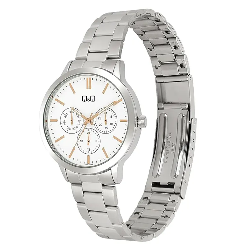Q&Q Chronograph White Dial Silver-tone Ladies Watch- A04A-001PY